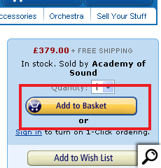 Amazon 'Add to basket' button